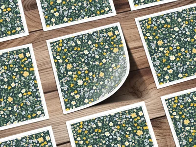 Charming Floral Patterned Square Sticker Sheet