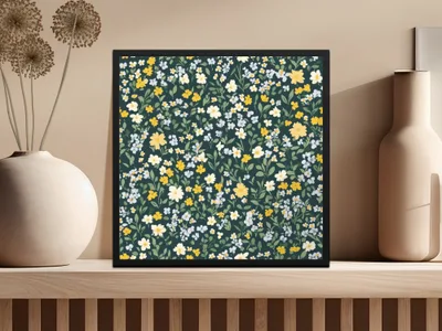 Vibrant Floral Pattern Framed Art Print For Home Decor