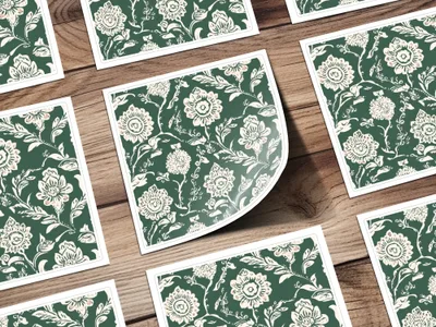 Kelly Green Vintage Chintz Seamless Indian Pattern Floral on Dark Green Background - Moore and Mountain