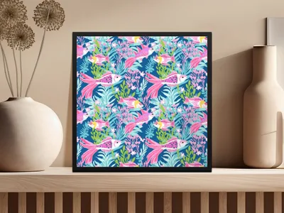 Koi Fish T-Shirt Digital Design, Ocean Sea Life Pattern, Seamless Files, Colorful Fish TShirt, Tropical Fabric Print, Under The Sea Art - Moore and Mountain
