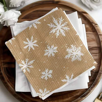 Kraft Paper Snowflake Digital Paper, Winter Seamless Pattern, Festive Background, Holiday Design, Scrapbooking Paper, Digital Download - Moore and Mountain
