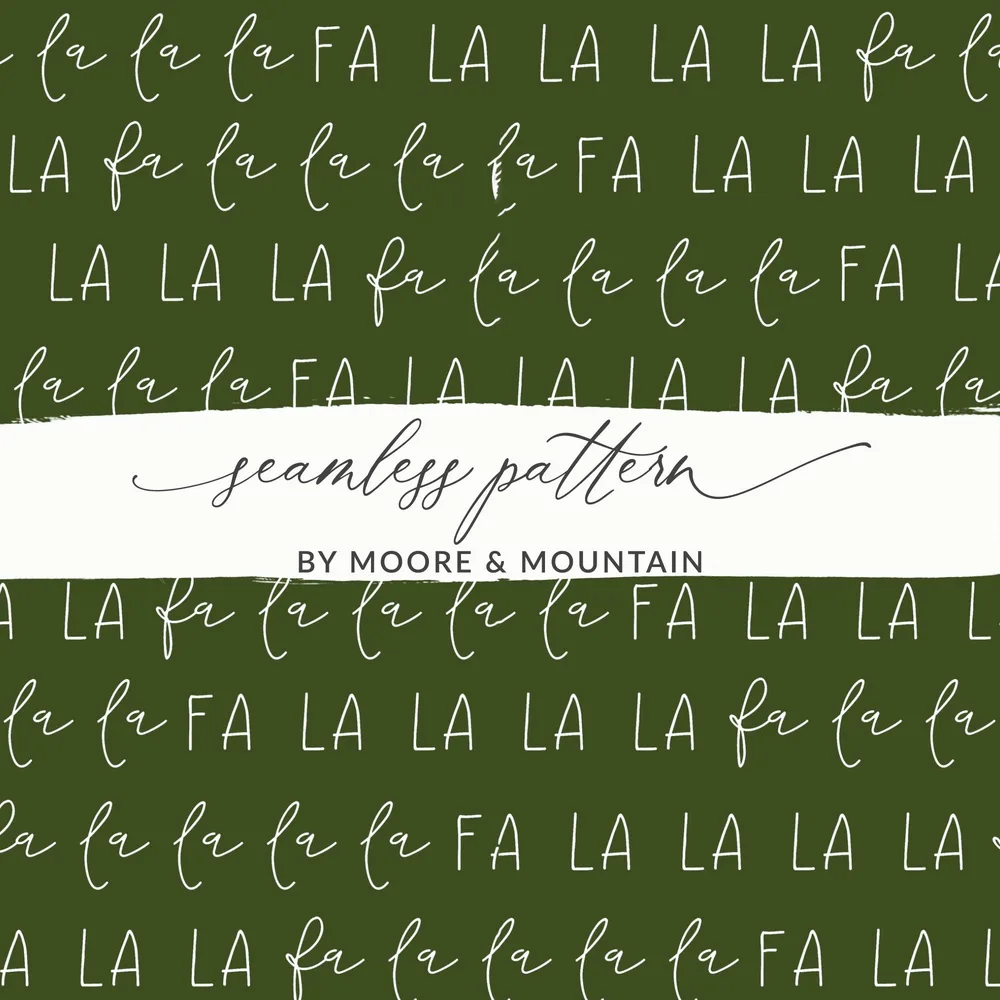 La La La Digital Seamless Pattern, Fabric Design, Green Background, Christmas Carol, Scrapbook Paper, Commercial Use, Digital Download - Moore and Mountain