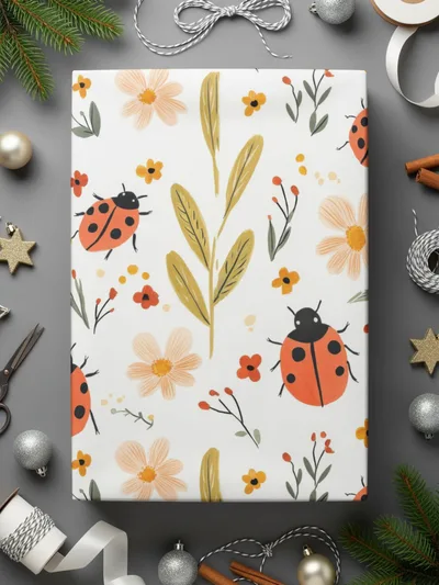 Ladybug Digital Paper, Floral Pattern, Seamless Pattern Design, Spring Digital Paper, Cute Ladybug Pattern, Fabric Design, Printable Digital - Moore and Mountain