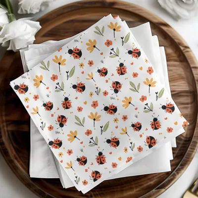 Ladybug Digital Pattern, Seamless Flower Pattern, Insect Pattern, Scrapbook Paper, Fabric Design, Cute Bug Repeat Pattern, Kawaii - Moore and Mountain