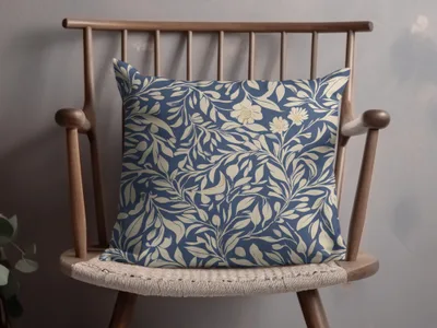 Larkspur Seamless William Morris Pattern Vines Background Blue and Beige Pattern Digital - Moore and Mountain