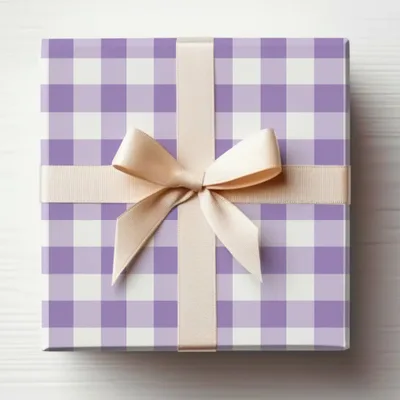 Elegant Purple Checkered Gift Box With Bow Gift Wrapping