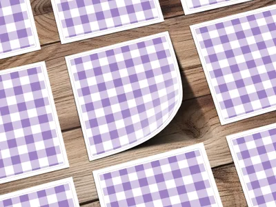 Purple and White Checkered Pattern Sticker Sheet