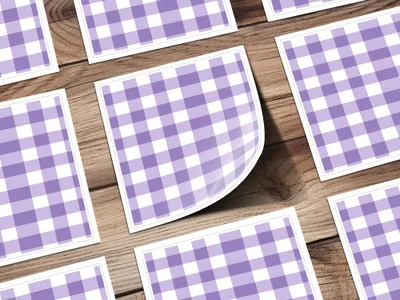 Lavender Gingham Pattern Design Square Sticker Sheets