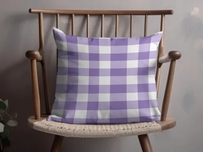 Purple and White Checked Pattern Throw Pillow