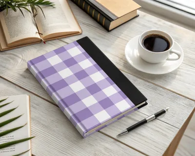 Elegant Purple Checkered Hardcover Journal Notebook