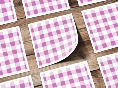 Pink and White Checkered Patterned Sticker Sheets