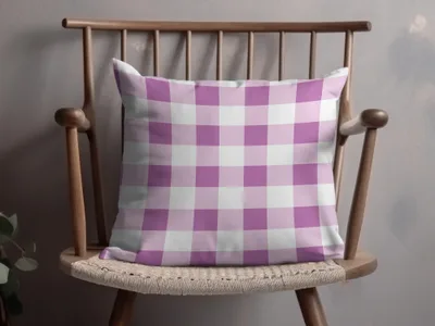 Vibrant Pink and White Gingham Checkered Pillow