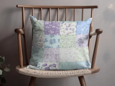 Elegant Pastel Patchwork Floral Design Cushion Pillow