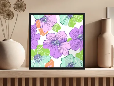 Lavender Preppy Digital Paper, 60s floral pattern, Seamless Floral Print, Retro Flower Background, Floral Pattern Paper, Floral Digital - Moore and Mountain