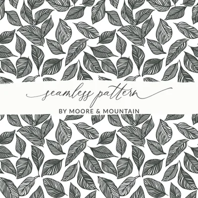 Leaf Pattern Nature Inspired Vector Graphic Black White Digital