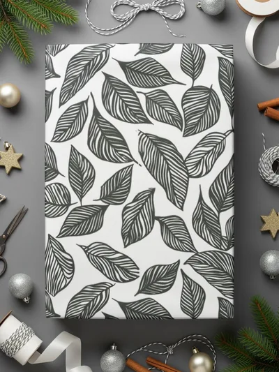 Leaf Pattern Nature Inspired Vector Graphic Black White Digital - Moore and Mountain