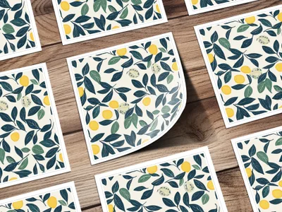 Lemon Digital Paper, Dark Blue Leaves Pattern, Printable Lemon Seamless Pattern, Yellow Citrus Print, Summer Digital, Food Pattern - Moore and Mountain