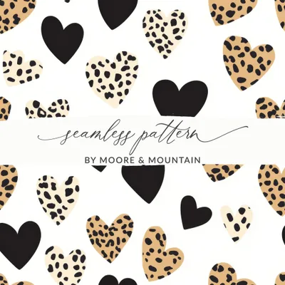 Leopard Heart Digital Paper, Seamless Pattern, Dalmatian Heart Print, Valentine's Day Background, Cheetah Spots Digital Download