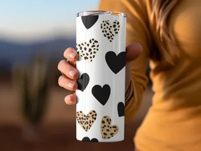 Leopard Heart Digital Paper, Seamless Pattern, Dalmatian Heart Print, Valentine's Day Background, Cheetah Spots Digital Download - Moore and Mountain