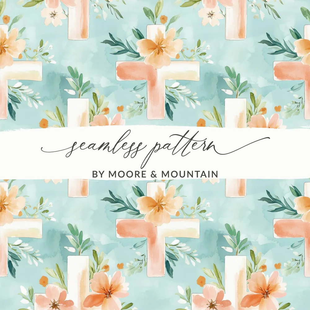Floral Cross Seamless Pattern by Moore and Mountain