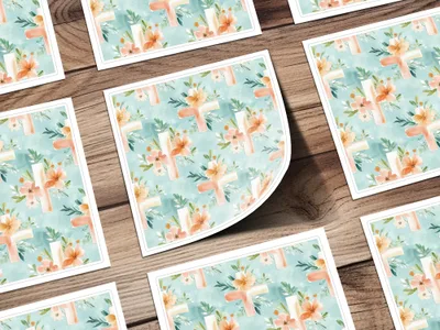 Beautiful Floral Cross and Peach Blossom Art Decor
