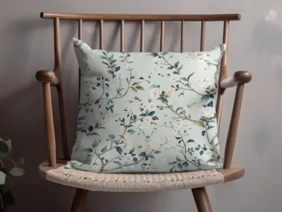 Light Blue Chinoiserie Floral Pattern on Pastel Background Vintage Style Digital - Moore and Mountain