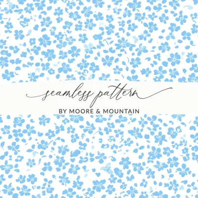 Light Blue Floral Pattern Digital Paper, Flower Seamless Design, Printable Fabric Design, Scrapbook Paper, Digital Downloads