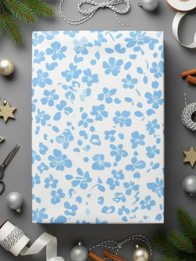 Light Blue Floral Pattern Digital Paper, Flower Seamless Design, Printable Fabric Design, Scrapbook Paper, Digital Downloads - Moore and Mountain