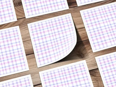 Pastel Plaid Design on Wooden Background Sticker Sheet