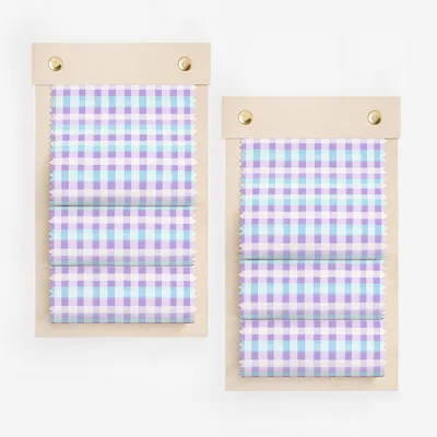 Pastel Blue and Purple Checkered Fabric Swatch product