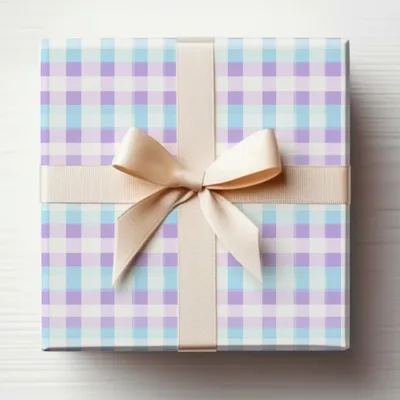 Elegant Purple and Blue Gingham Gift Wrap Product