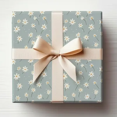 Elegant Floral Patterned Gift Box with Ribbon