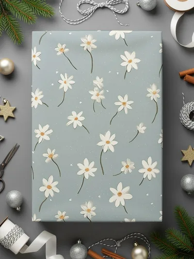 Elegant Daisy Patterned Gift Wrapping Paper for Special Gifts