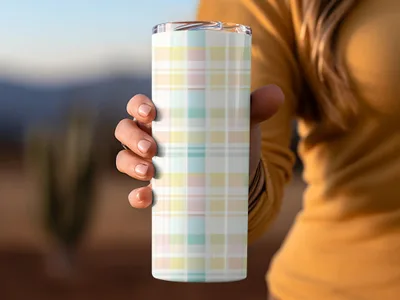 Pastel Plaid Pattern Tumbler Travel Mug 20oz