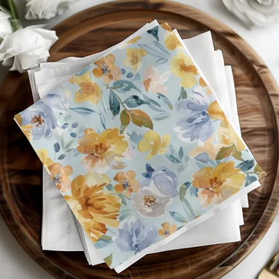 Light Blue and Yellow Acrylic Floral Spring Pattern Seamless - Moore and Mountain
