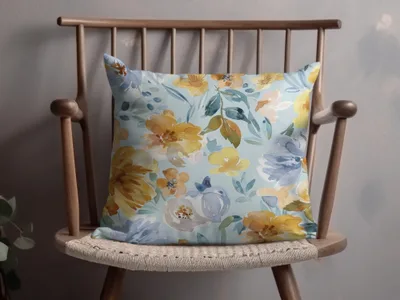 Light Blue and Yellow Acrylic Floral Spring Pattern Seamless - Moore and Mountain