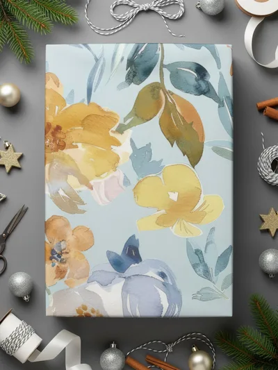Light Blue and Yellow Acrylic Floral Spring Pattern Seamless - Moore and Mountain