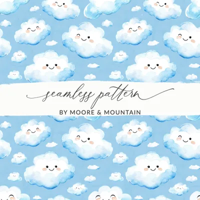 Light Blue Watercolor Seamless Baby Blue Boy Seamless Digital