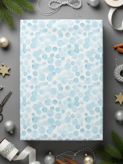 Light Blue Polka Dot Christmas Gift Wrapping Paper