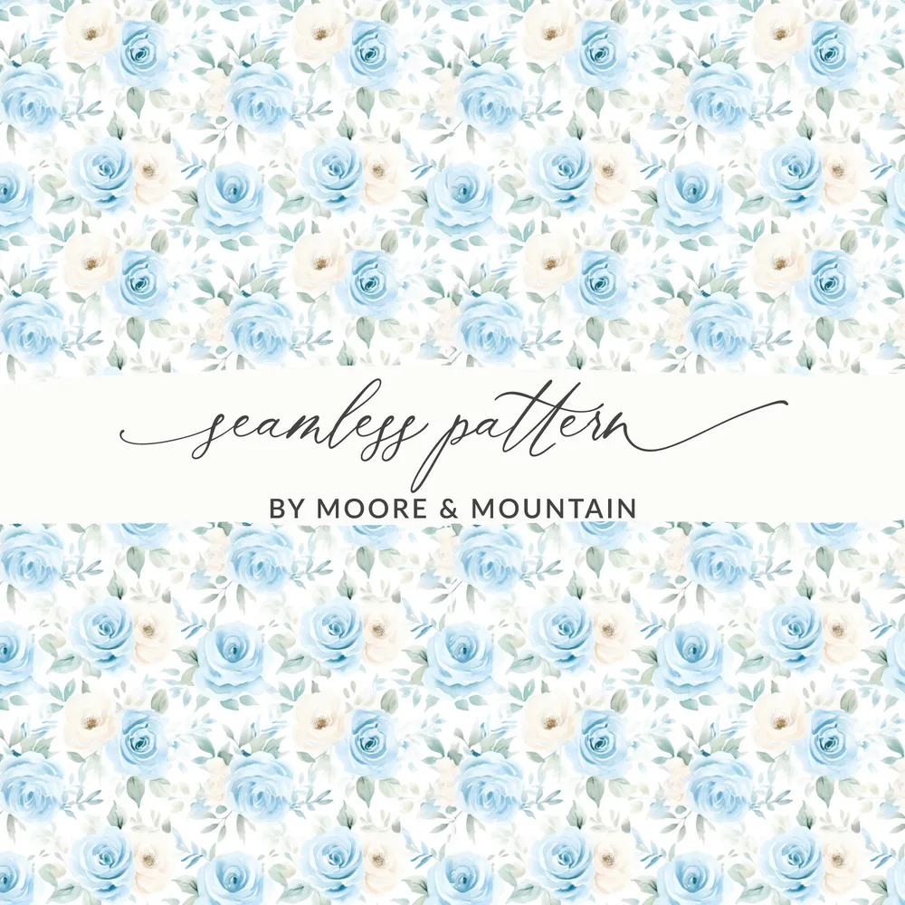Blue and White Floral Seamless Pattern Design