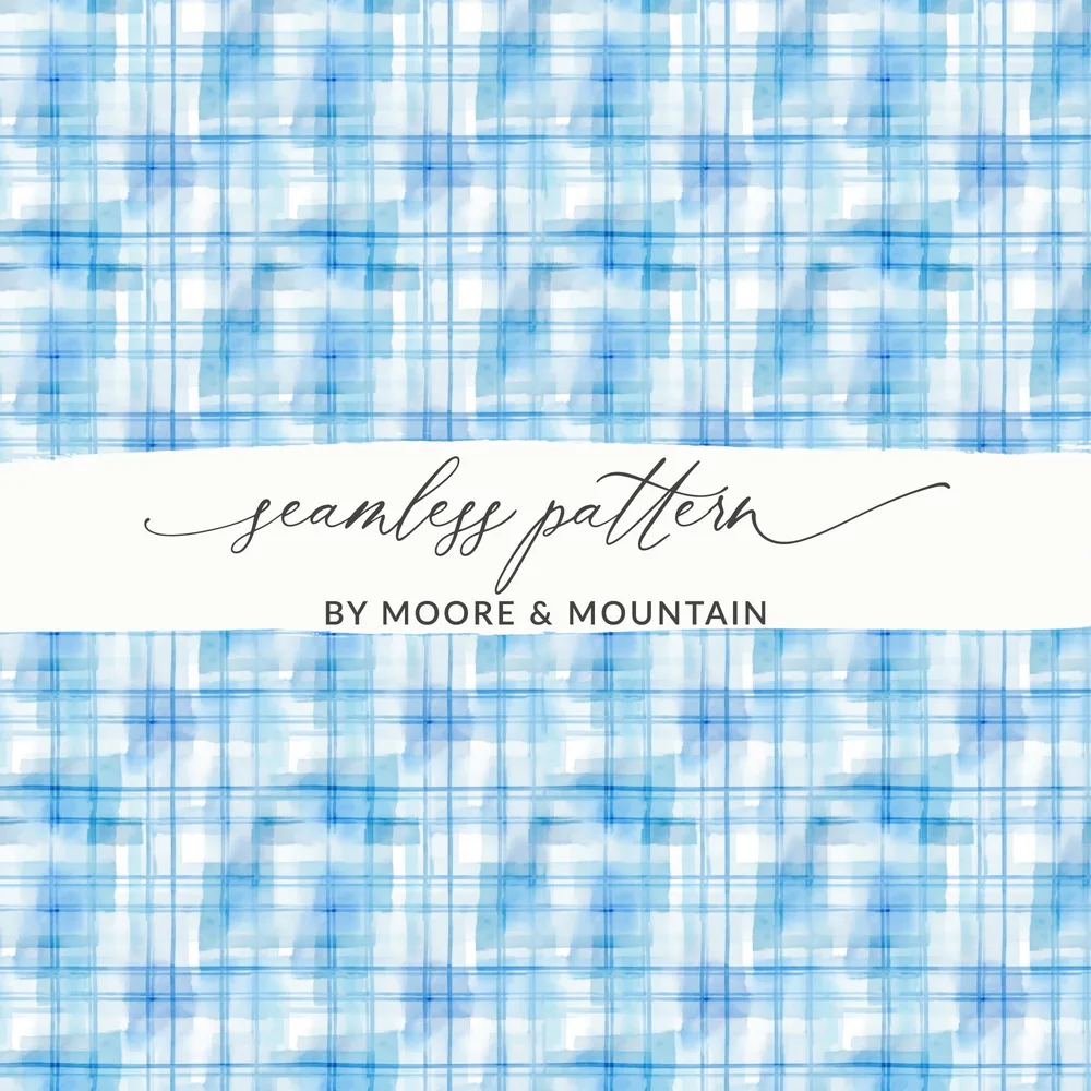 Blue Watercolor Plaid Seamless Pattern Design Product