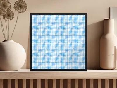 Abstract Blue and White Geometric Pattern Art Print