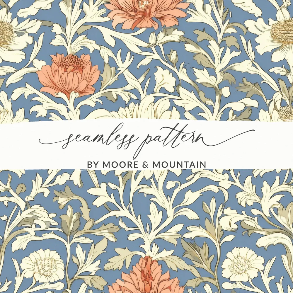 Light Blue William Morris Larkspur Print Digital - Moore and Mountain