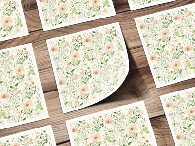 Light Blush Background Floral Pattern with Soft Pastel Pink Flowers and Leaves Digital - Moore and Mountain