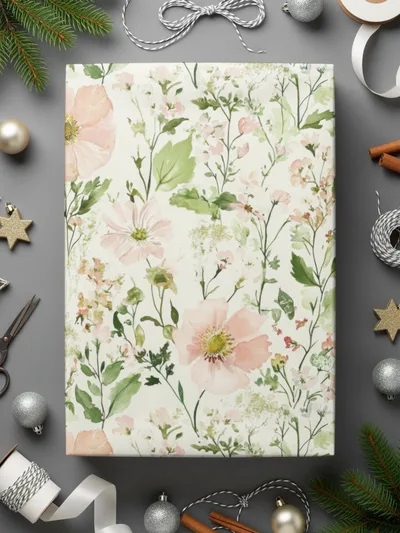 Light Blush Background Floral Pattern with Soft Pastel Pink Flowers and Leaves Digital - Moore and Mountain