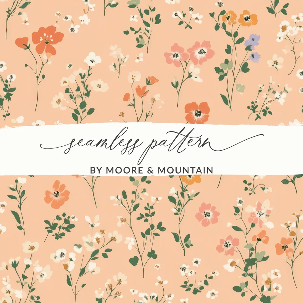 Light Blush Ditsy Floral Delight Seamless Pattern for Fabric Design Crafts - Moore and Mountain