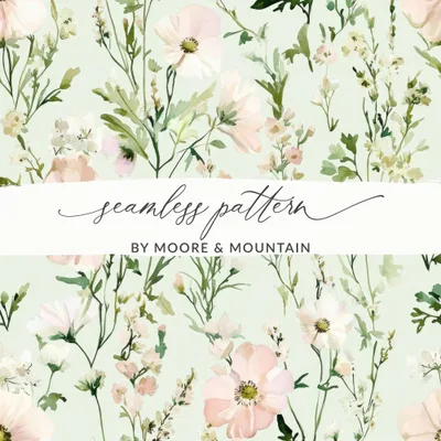 Light Blush Floral Delight Elegant Blossoms Patterned Watercolor Design