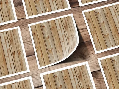 Rustic Wooden Texture Square Wall Art Stickers Set