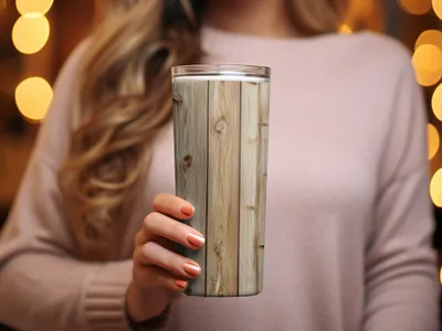 Wooden Grain Print Insulated Drink Tumbler Cup