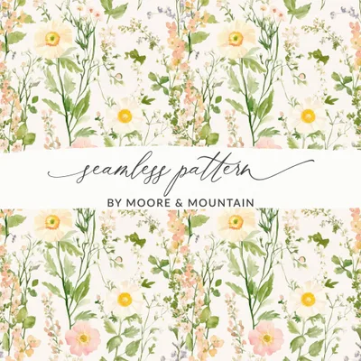 Light Pastel Wildflower Seamless Floral Watercolor Pattern Seamless for Fabric Design